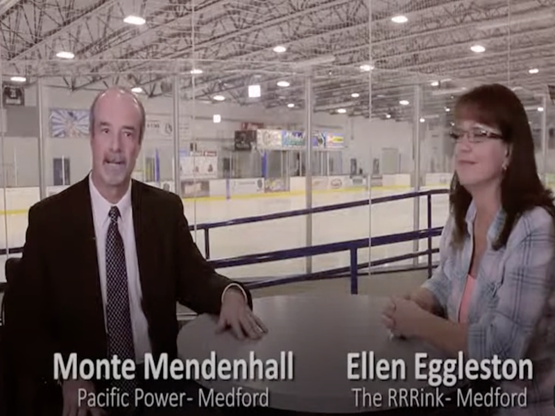 Pacific Power talks about lighting retrofit that Aztec Elecrical completed at The Rrrink in Medford.